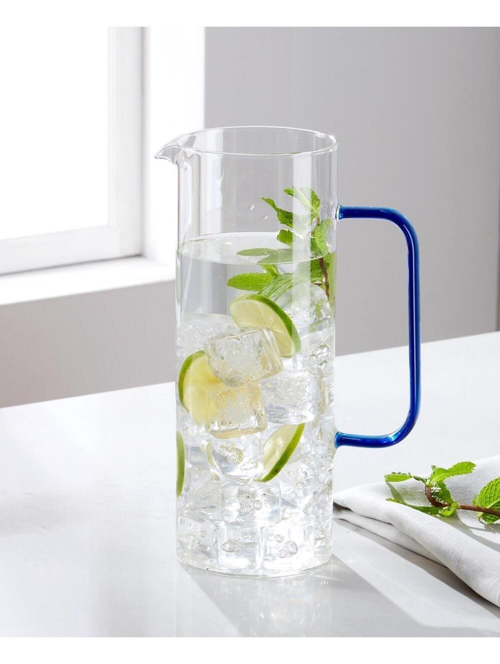 $45 The Cellar Blue Handle Glassware Pitcher